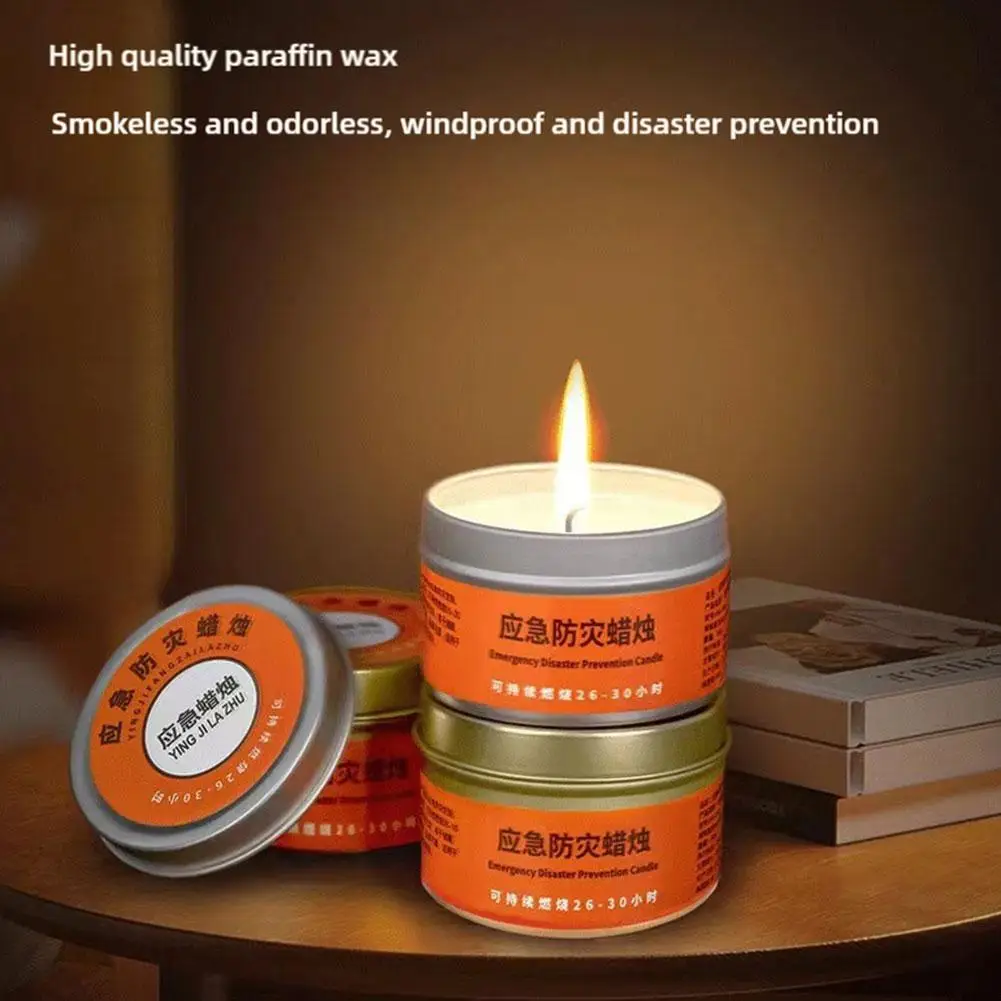 Emergency Disaster Candles 30 Hour Tea Light Flat Container Windproof Long Burning Food Warmer Tea Light Candle Home