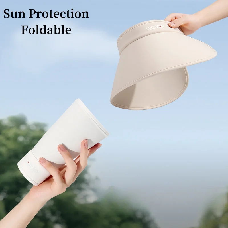 Summer Wraparound Hollow Top Sunscreen Hat Women Outdoor UV Oversized Brim Breathable Foldable Portable