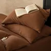 Cotton Linen Ultra Soft Comfortable 3Pcs Bedding set Solid Color 1Pc Duvet cover +2Pcs Pillowcases 3