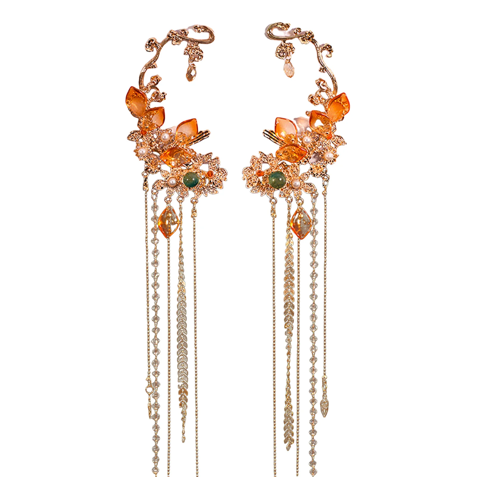 

Chinese Style Hair Clips with Long Tassel Setting Temperament Stable Grip Flowers Headpiece for Wedding Banquet Party Cheongsam