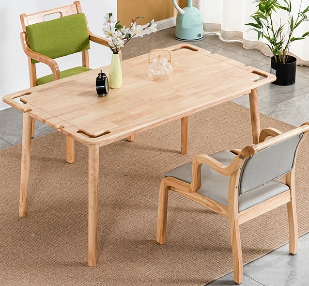Simple small flat with solid wood dining table In stock restaurant furniture suitable aging table