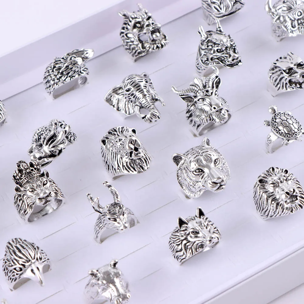 30Pcs/Lot Vintage Punk Animal Snake Rings For Women Men Mix Style Retro Rock Gothic Jewelry Party Gifts