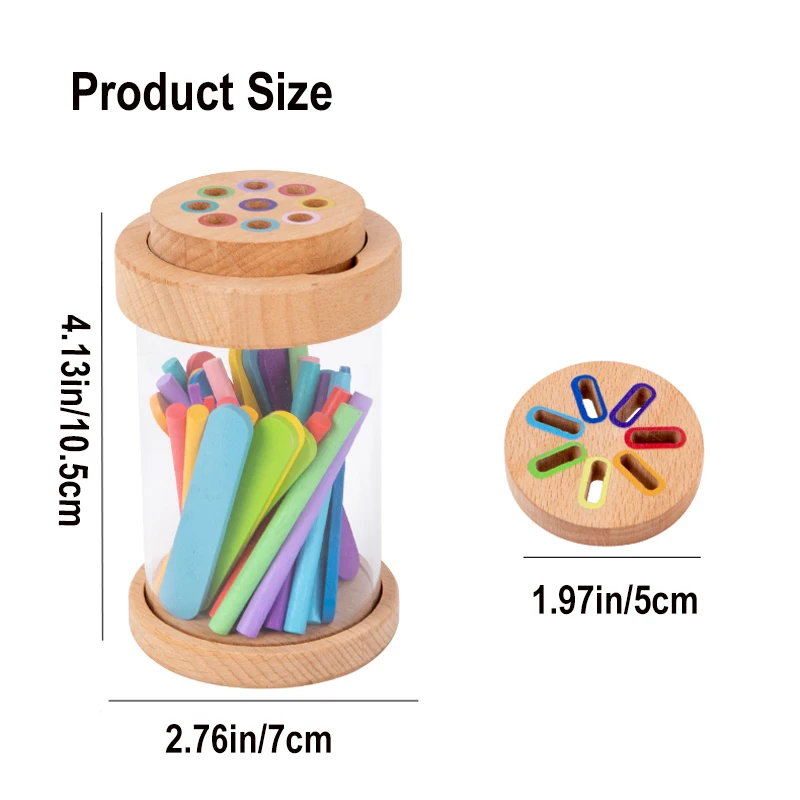 2 In 1 Color Sorting Game Multicolored Sticks Toys Color Classification Cup Transparent Acrylic Cup Body And 2 Lids color sorting game