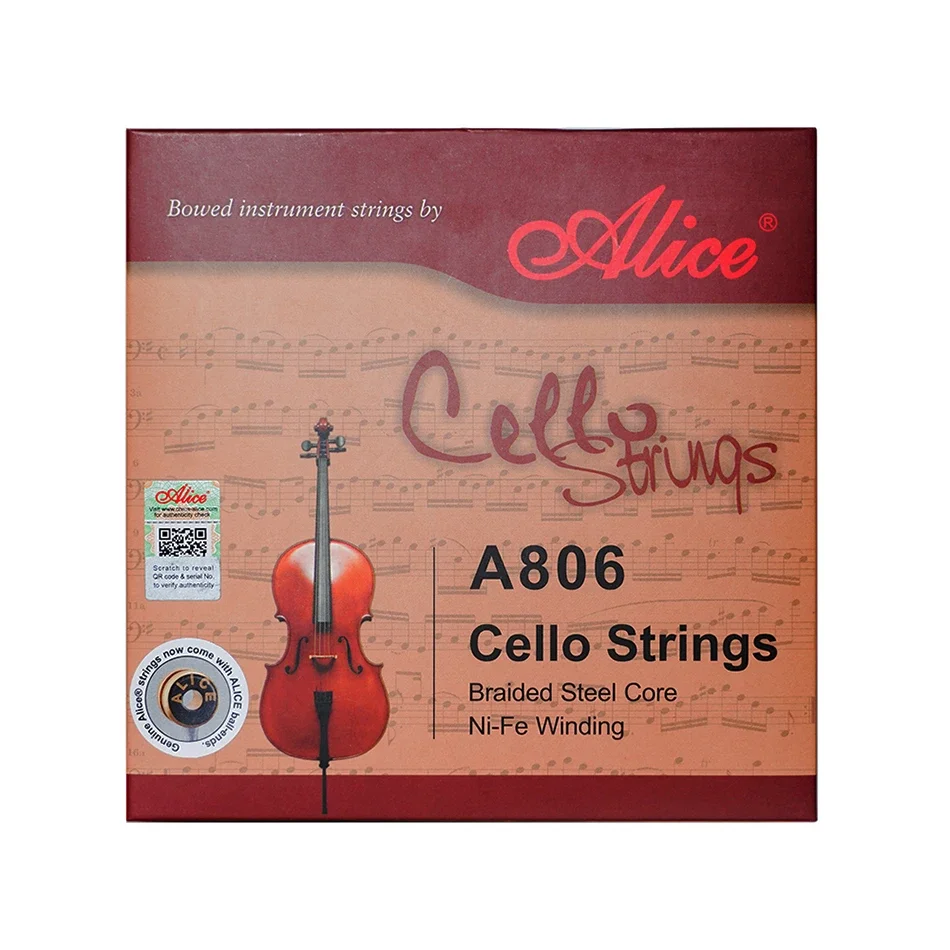 Cello Strings Braided Steel Core Ni-Fe Winding 1 Set/4 Strings Suitable for 4/4 3/4 1/2 Size Cello cello strings