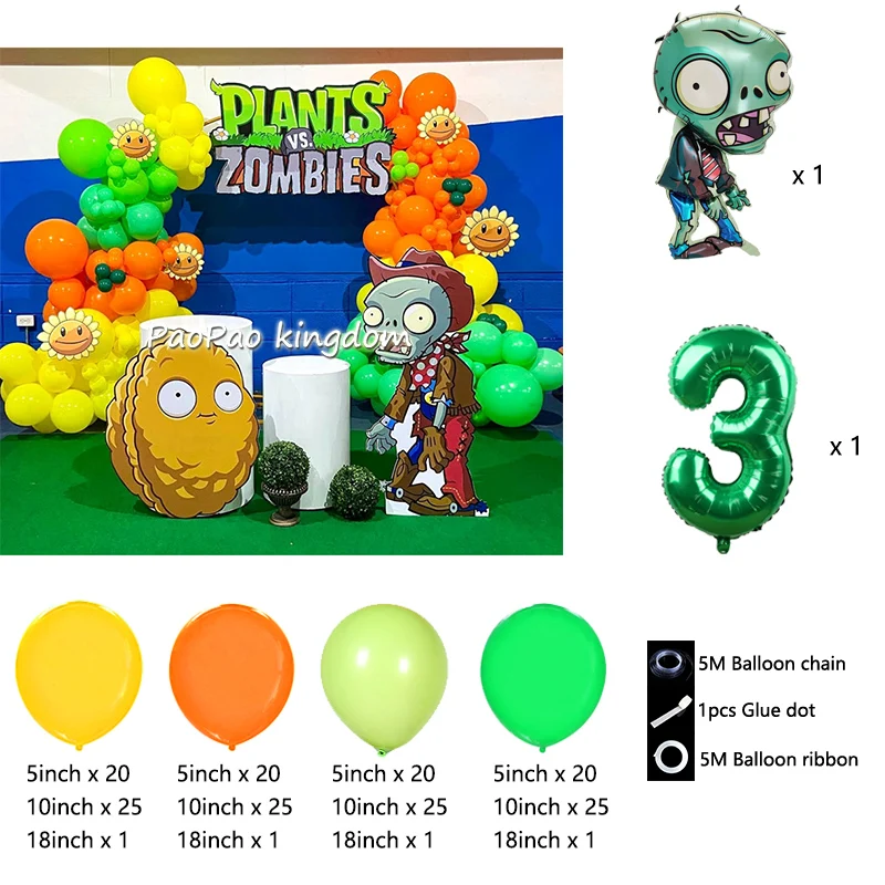 Plants Vs Zombies Balloon Arch Kit - Kids Party & Room Decoration Set
