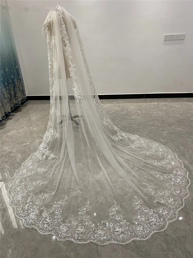 handmade-cathedral-length-bridal-veils-one-layer-white-or-ivory-3m-4m-5m-long-wedding-veil-for-bride-free-metal-comb