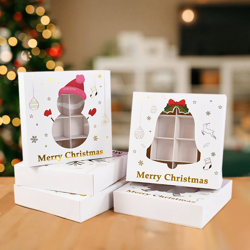 1/6Pcs Christmas Candy Cookie Boxes Snack Gift Packaging Decoration Kids Favors 2024 Christmas Party Supplies New Year 2025