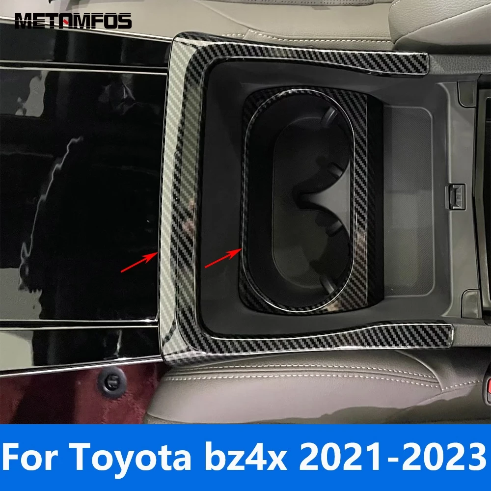 

Держатель стакана для Toyota bz4x 2021 2022 2023 из углеродного волокна, центральная консоль, водная наклейка, ободок, аксессуары, Стайлинг автомобиля