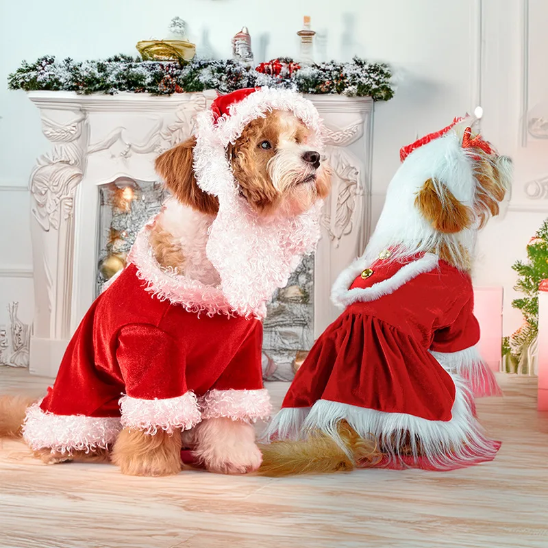 Pet Clothes Christmas Party Set Holiday Dress Up Funny Small and Medium Dog Clothes