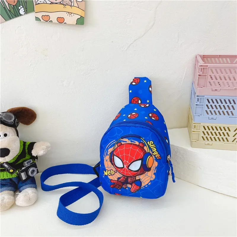 Disney Marvel Spiderman Children Chest Bag Cartoon Iron Man Baby Boy Girl Mini Outdoor Small Shoulder Bags Kids Zipper Wasit Bag