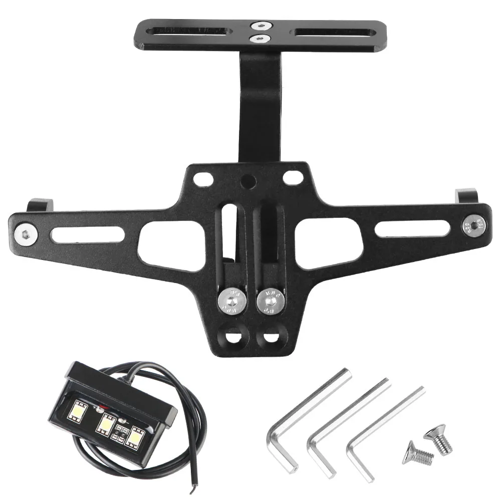 Aluminum Fender Eliminator Kits Universal CNC Motorcycle License Number Plate Bracket LED Light Rear Turn Signal Lamp Holder motorcycle license plate holder