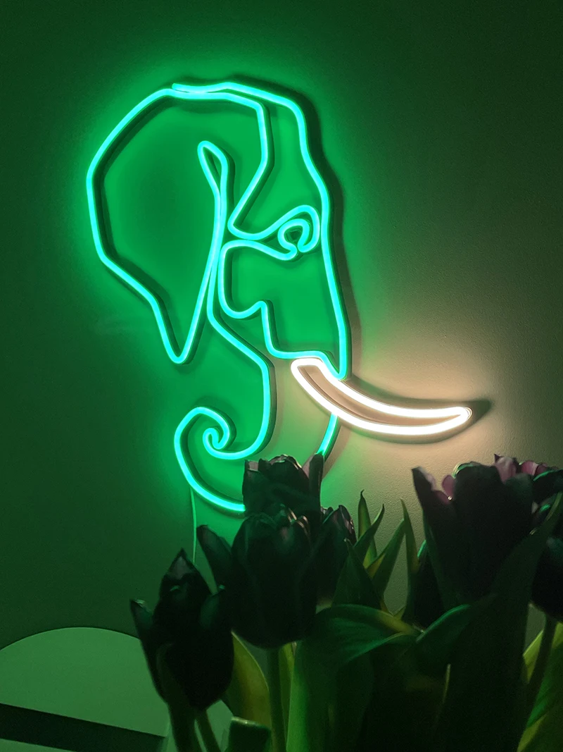 Elephant  Anime Cartoon Neon Sign Led Light Custom Light Party Home Child Room Engagement Pet Animal Wall Decoration Gift