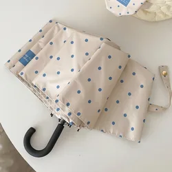 Compact UV Protection Polka Dot Folding Umbrella - Iron (E)