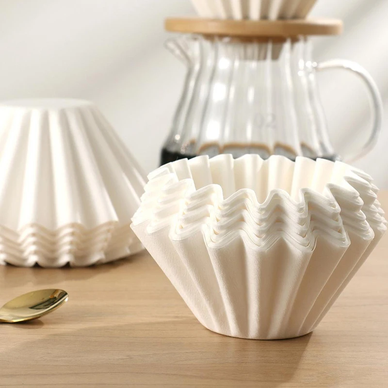 50pcs Hand-ground Coffee Powder Disposable Filter Paper Bowl-shaped Log Pulp American Hand-brewed Coffee Cake Cup Filter Paper