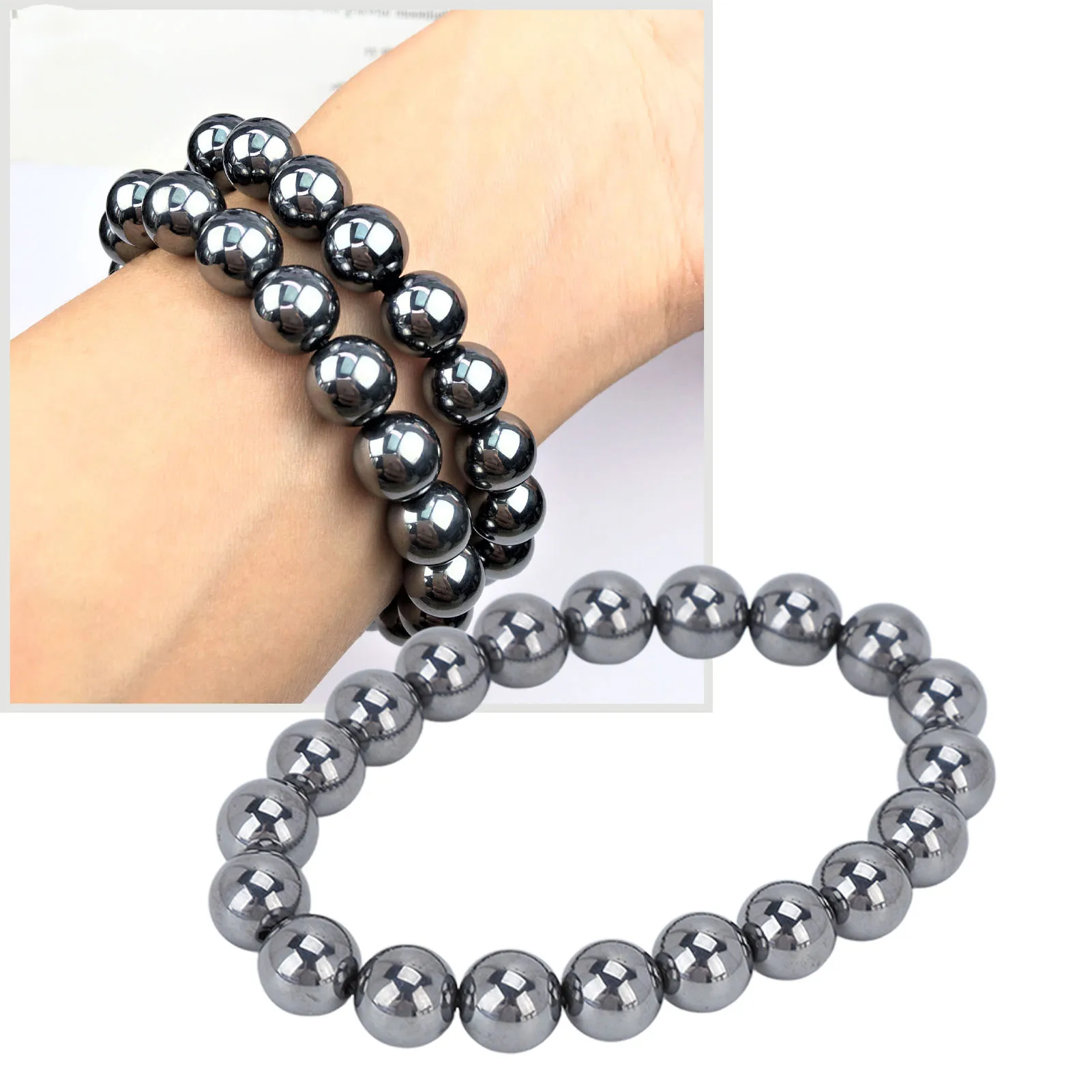 9mm Stylish Energy Stone Bracelet Men Women Terahertz Bracelet Fashionable Fatigue Relief Therapy Natural Energy Stone