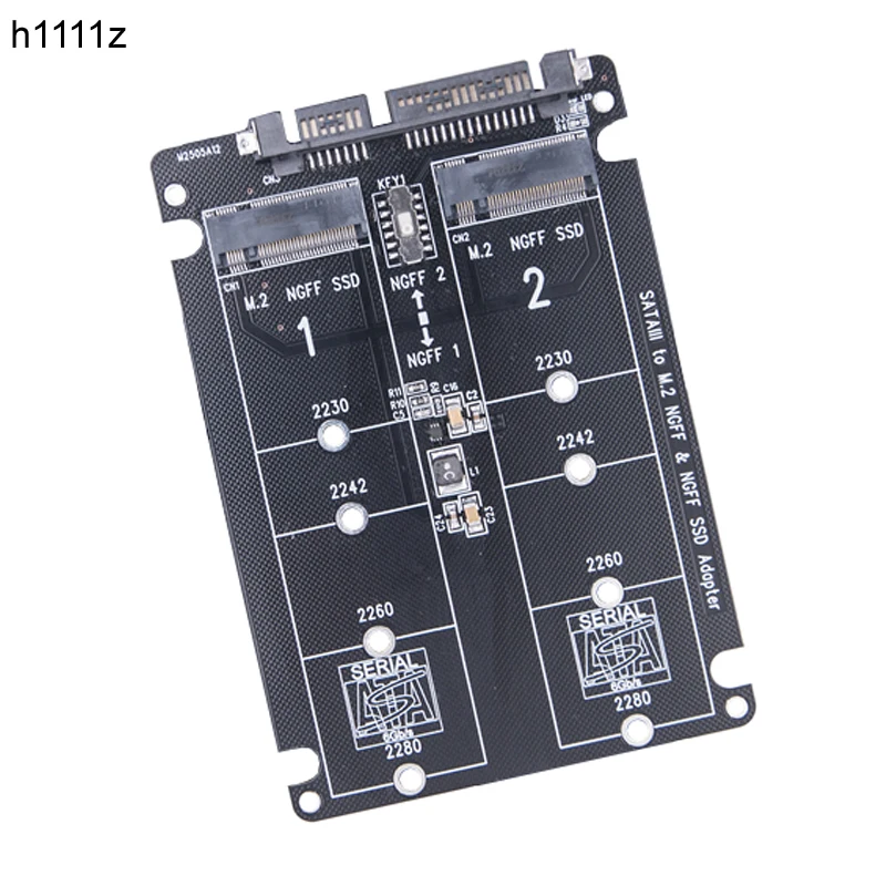 듀얼 NGFF-SATA 어댑터 2 포트 M.2 SATA SSD B 키-SATA3.0 6Gbps 라이저 보드 변환기, 2230 2242 2260 2280 M2 SSD for PC