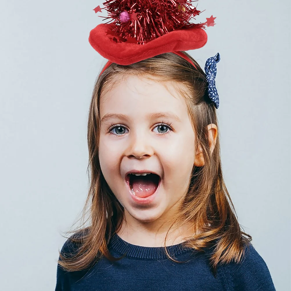 

Gold Velvet Bright Cloth Silk Sticky Five-pointed Star Ball Christmas Tree Hat Headband Women Hair Accessories Santa Hats
