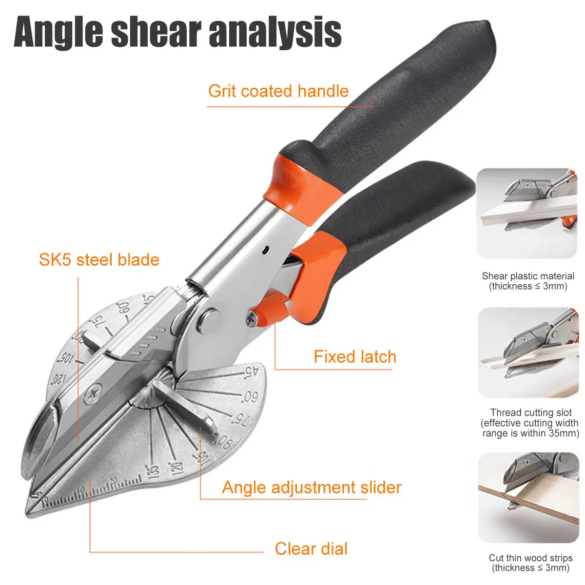 Scissors Cutter Multi Angle Miter Shear Cutter Adjustable 45-135 Degree Scissors with Blades Hand Cutting Tools For Miter Jobs 4