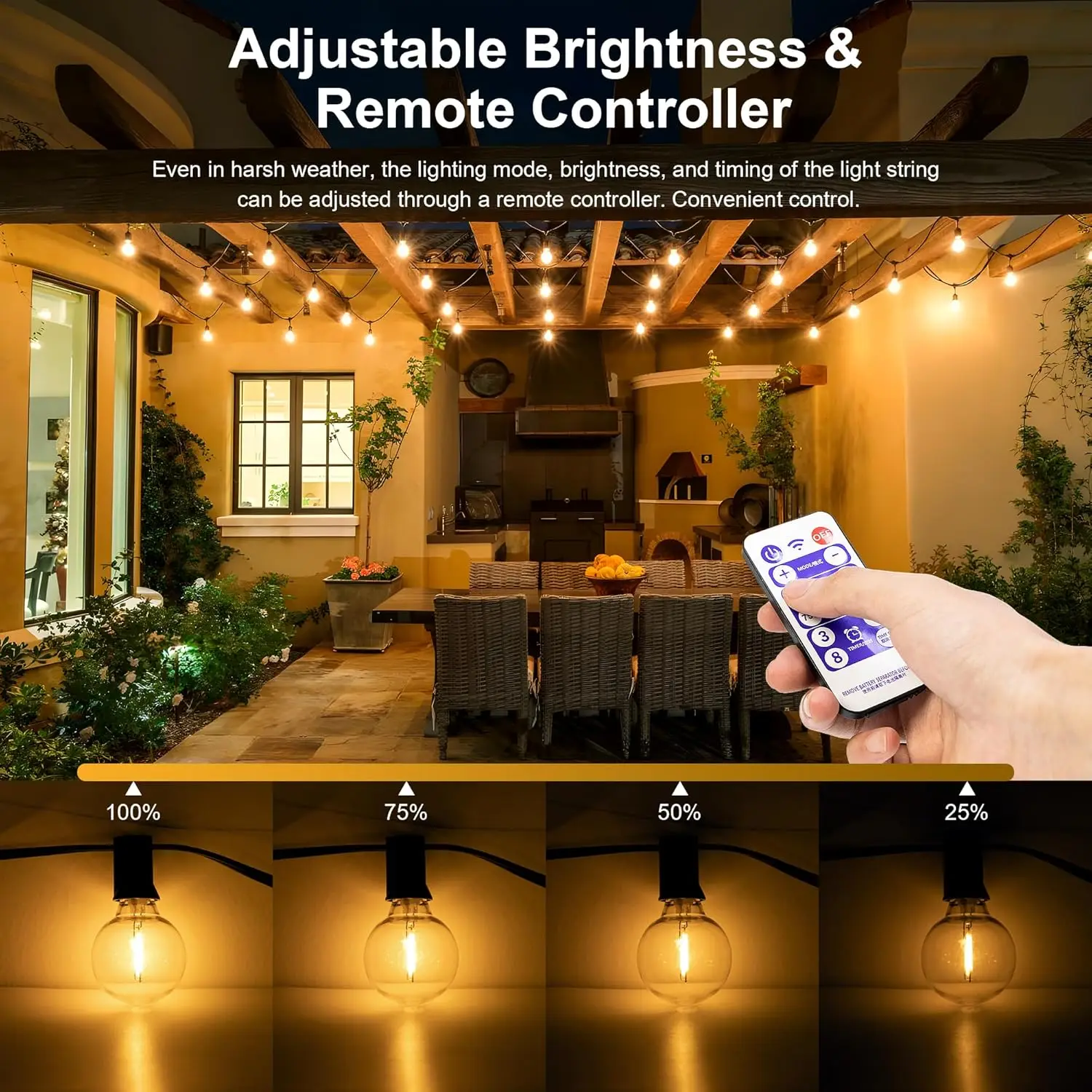 أضواء سلسلة الطاقة الشمسية في الهواء الطلق G40 أضو...