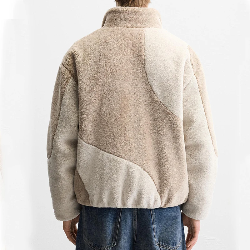 Men Stand Up Collar Thicken Fleece Jacket Outdoor Windproof Warm Coat Autumn Winter 4