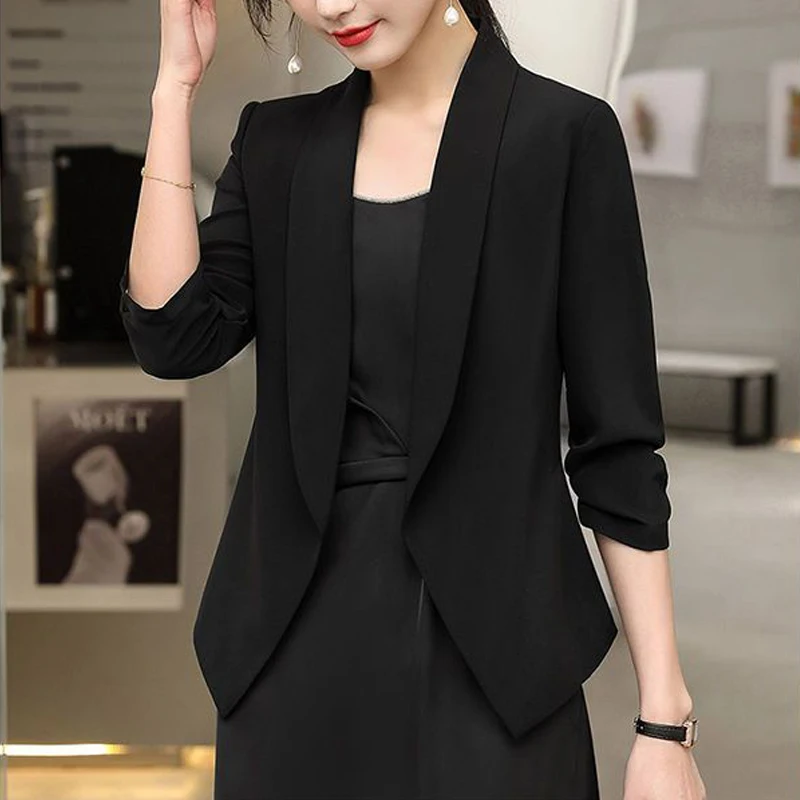 Korean Fashion Simple Office Lady Business Casual Blazers for Women 2023 Spring Elegant Chic Solid Female Suits Outwear Coats