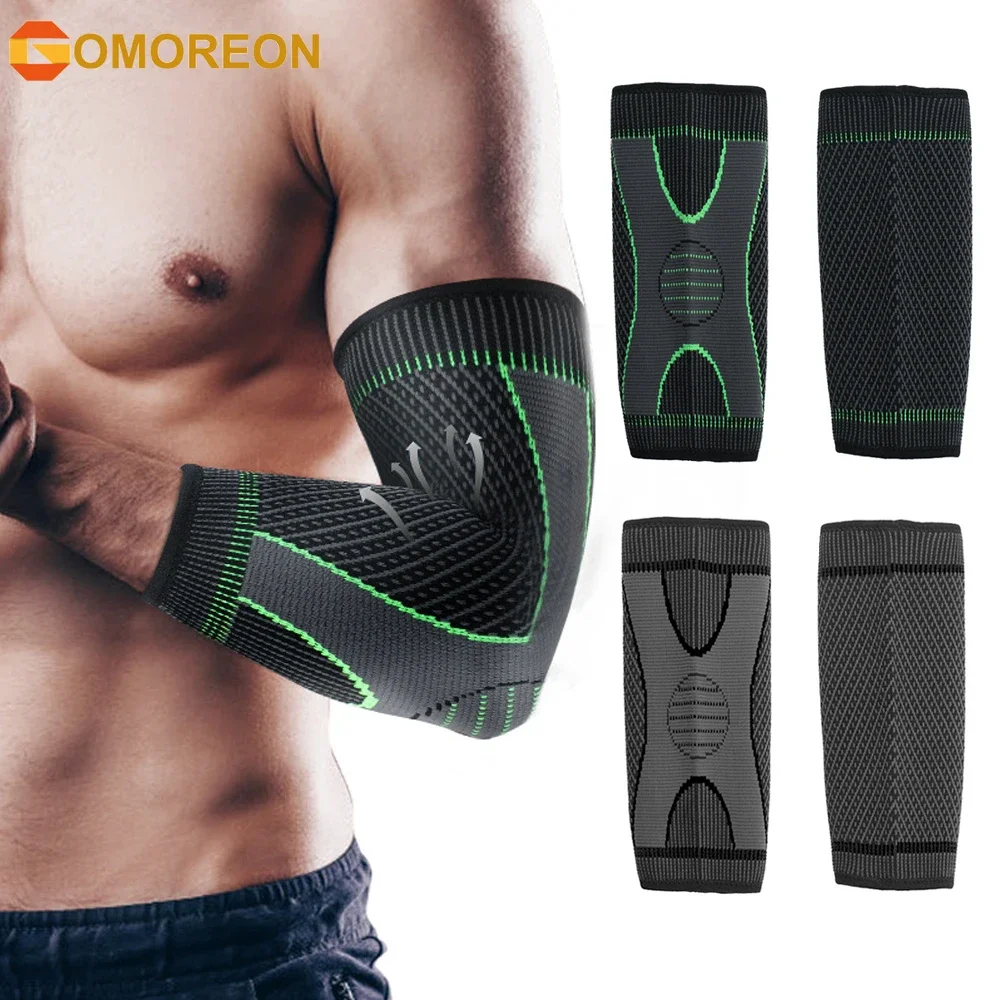 

GOMOREON Elbow Compression Sleeves, Tennis and Golfer's Elbow Support Elbow Brace for Men and Women Breathable Elastic Blend
