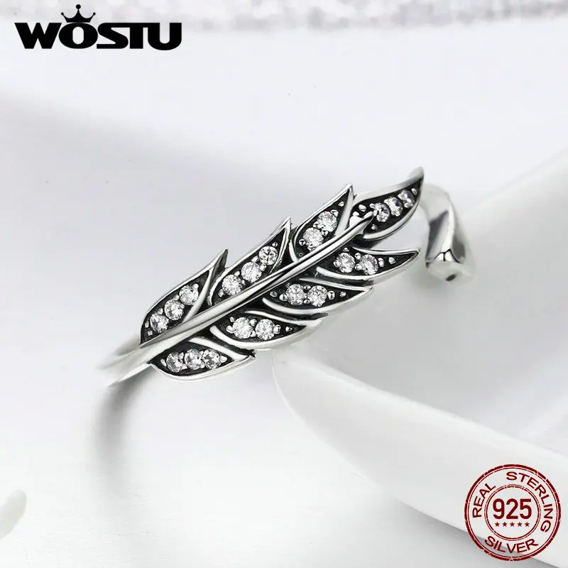 WOSTU NEW 925 Sterling Silver Vintage Style Leaves , Clear