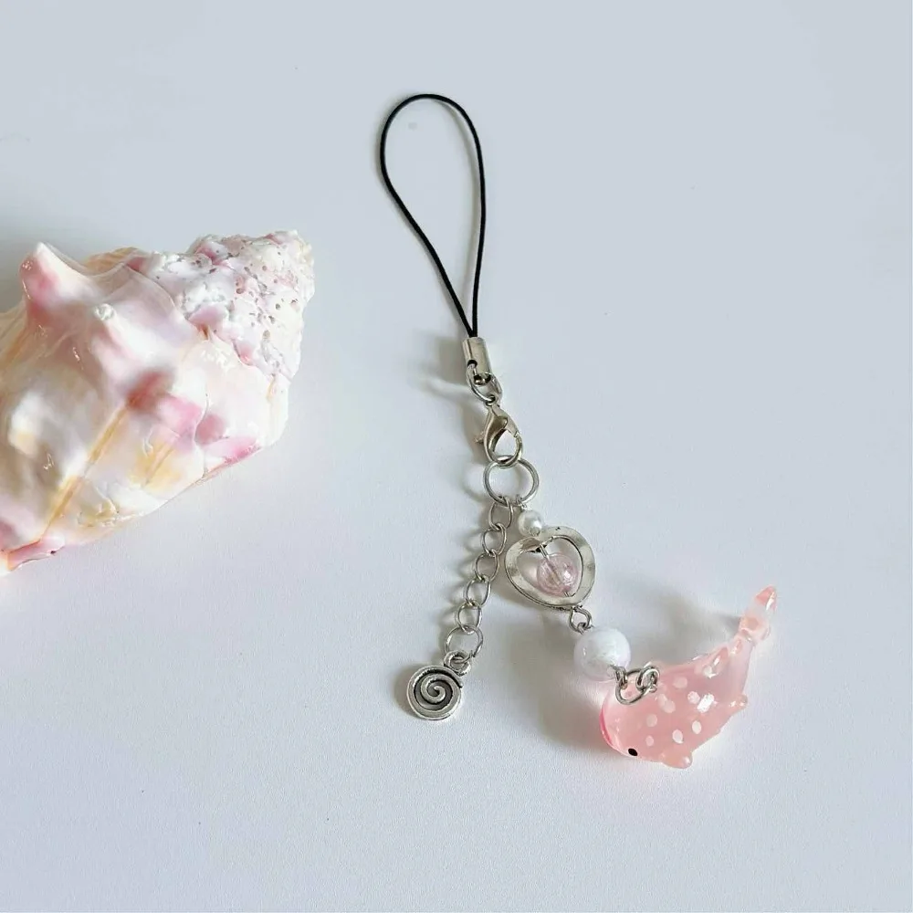 SZYDD Handmade Polka Dot Shark Pendant Beaded Charm Trendy Hanging Ornament Stylish Keyrings Accessory Phone Lanyard