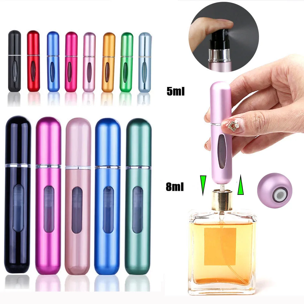 

5ml 8ml Portable Mini Refillable Perfume Bottle With Spray Scent Pump Empty Cosmetic Containers Atomizer Bottle For Travel Tool