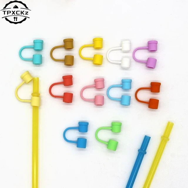 12Pcs Silicone Straw Tips Cover,Reusable Drinking Straw Lids Straw Covers  Anti-dust Silicone Straw Caps 