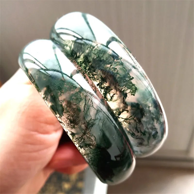 

aGoods Moss Jade Women's Jade Bracelet Factory Direct Supply Brazil Ice Natural Primary Color Water Grass Agate Bracelet