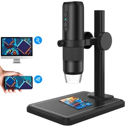 Enhanced USB Digital Microscope with 8 LED Lights - 1600X Zoom Camera Magnifier - 1000X (Black)