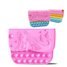 

Freeshipping Mermaid Shape Popits Messenger Shoulder Bag Fidget Toys Silicone Flip Popper Coin Purse Pop Its Stress Relieve Bags