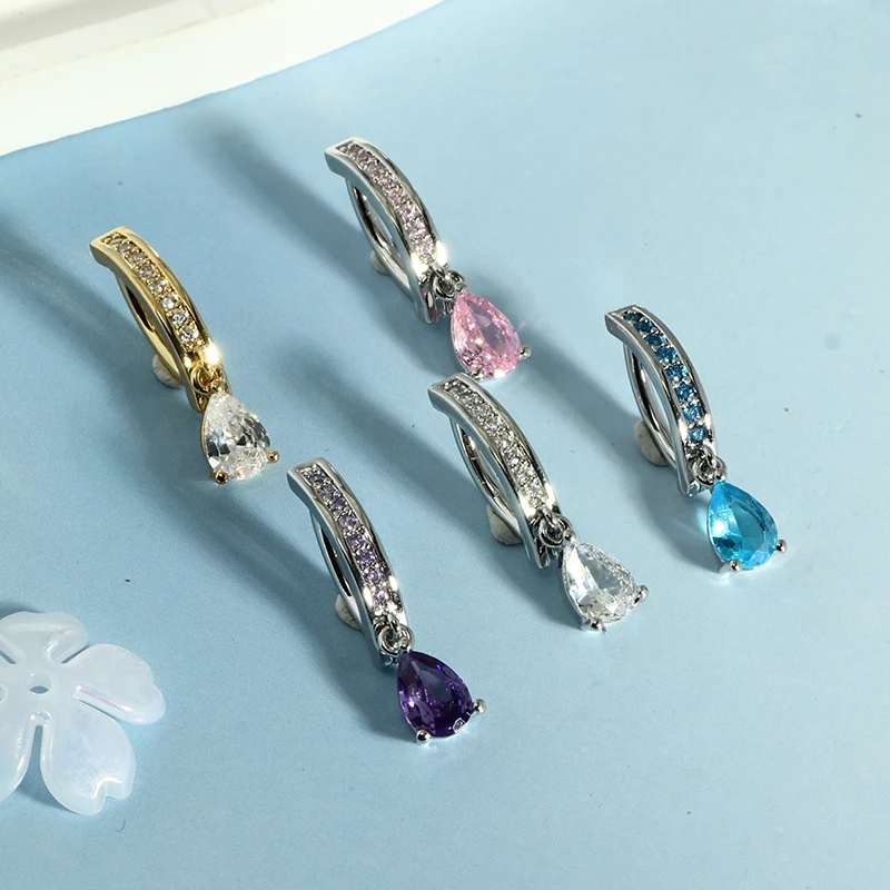 wholesales belly hoop clip clicker 14G drop dangle belly navel piercing jewelry stainless steel piercings 5 cololr choose