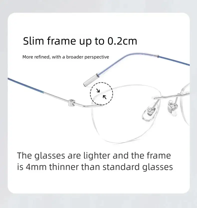 OKH High Sense of Intelligence Damen-Brille mit randlosem Schmetterlings-Titanrahmen, Myopie-Brille, verschreibungspflichtige Lesebrille – Detail 8