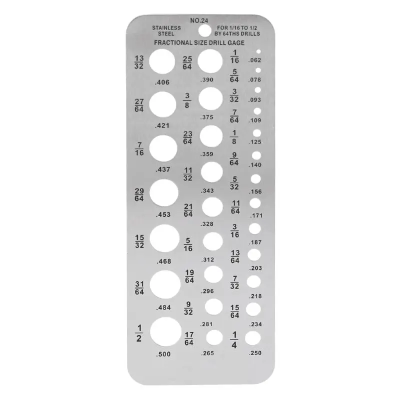 DrillGaugesfor116toInchBitsStainlessSteelTemplateDrillGage