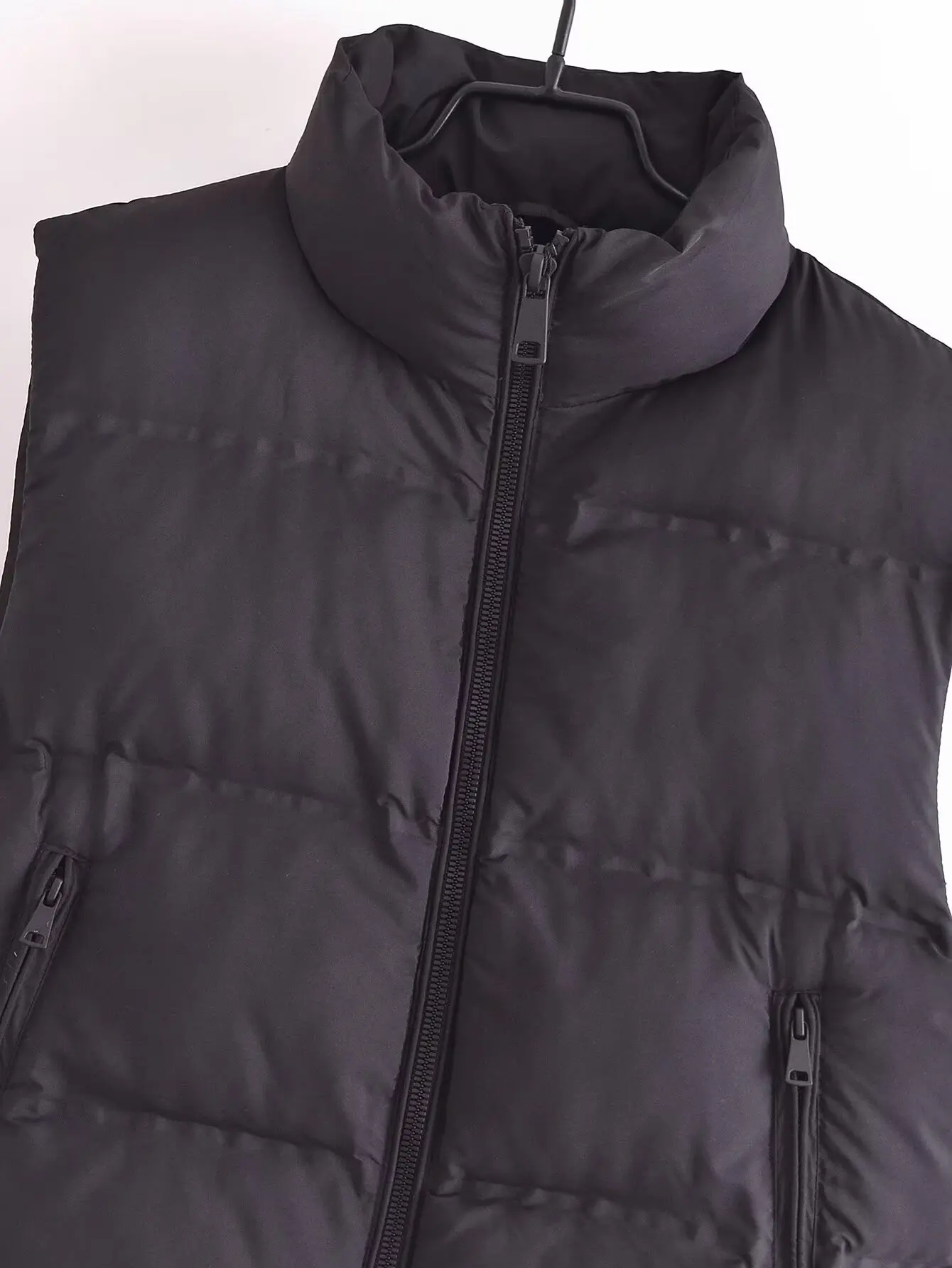 Autumn Women's Clothing Stand Collar Pressed Glue Vest Fashion Zipper Pocket Winter Warm Retro Sleeveless Women Vest Coat Tops