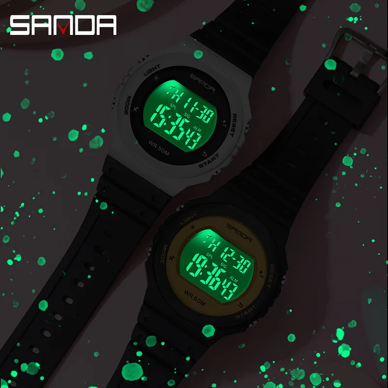 SandaNew 6069 in stock multifunctional single chip electronic watch trendy and waterproof for men and women спортивные часы