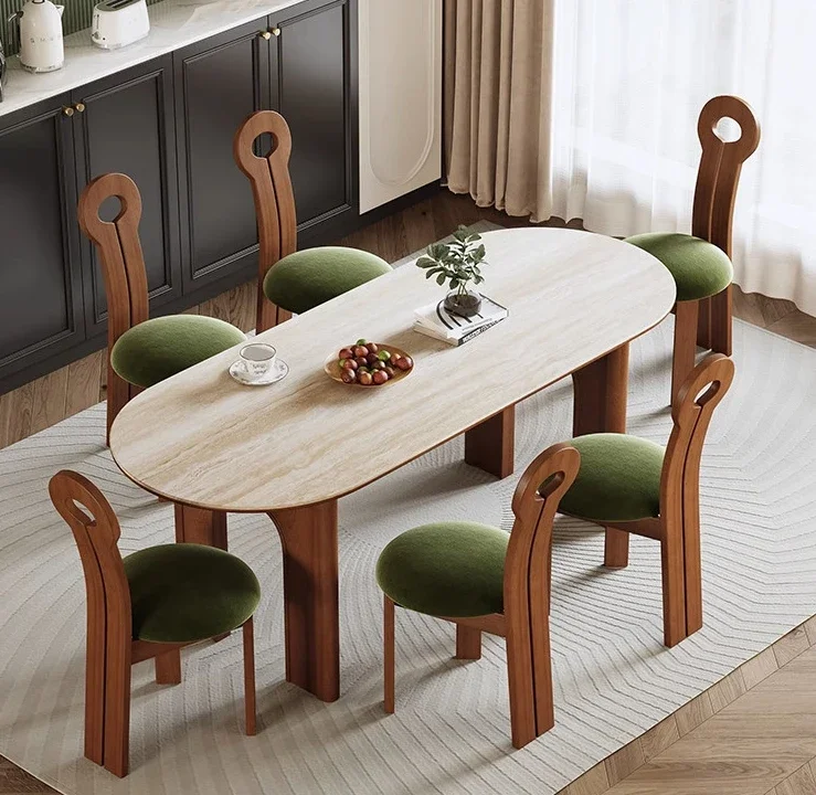

Dongshi Rock Plate Dining Table Small Unit White Wax Wood Solid Wood Triumphal Dining Table and Chair Combination