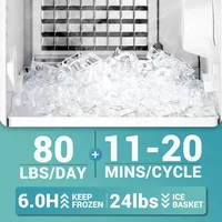 Commercial Under Counter Ice Maker Machine, 80 Lbs/Day Auto-Cleaning & 24H Timer,Drain Pump 2