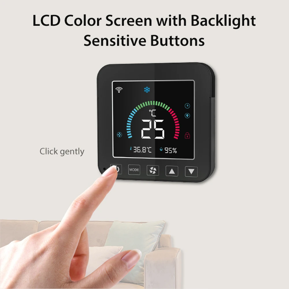 BecaSmart 3000 Series WiFi thermostaat voor elektrische verwarming, 16 A, draadloos, touchscreen, lcd-display, intelligente programmering, spraakbediening, zwart BecaSmart 3000 Series WiFi thermostaat voor elektrische verwarming, 16 A, draadloos, touchscreen, lcd-display, intelligente programmering, spraakbediening, zwart