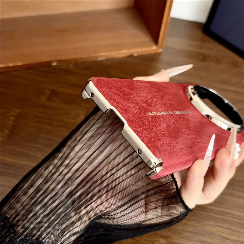 Luxury Magnetic PU Leather Phone Cover with Dual Axis Design and Anti-Fingerprint Technology