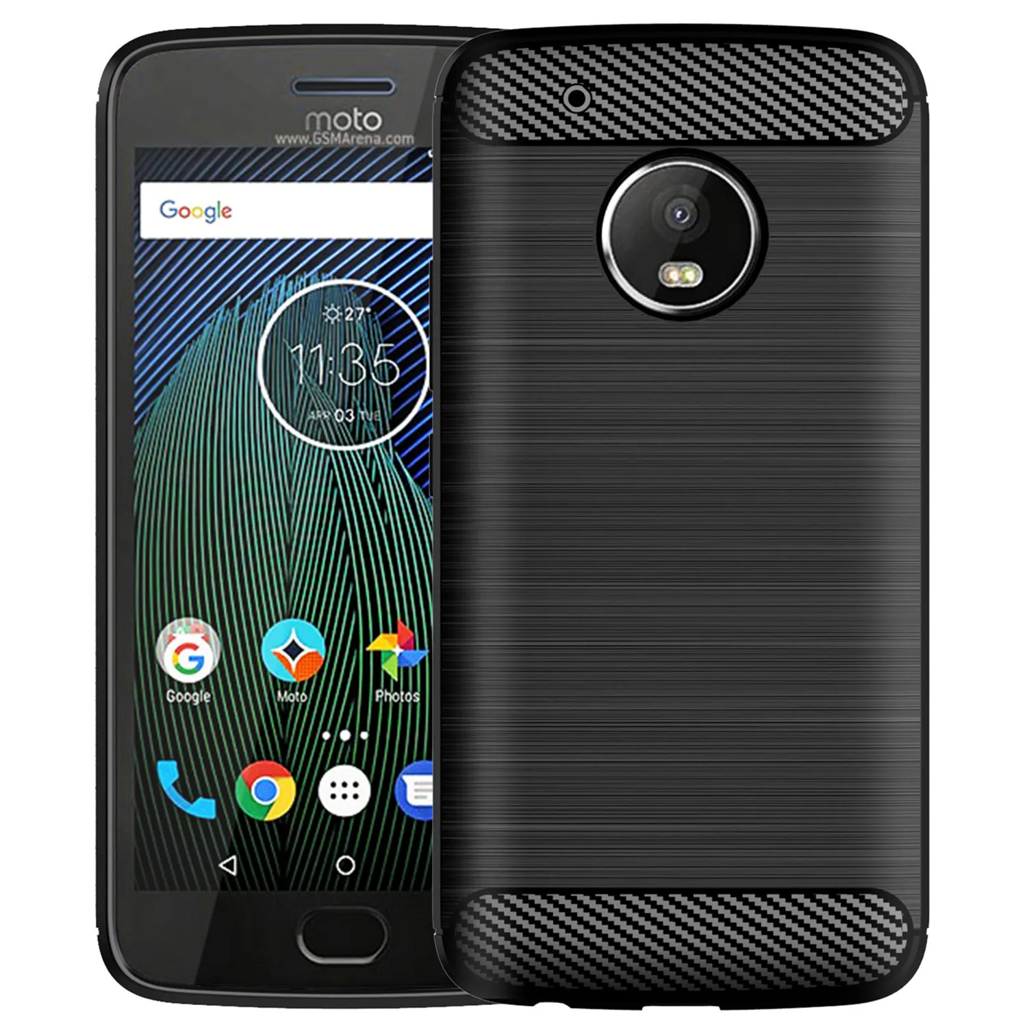 Shockproof Silicone Matte Phone Cover with Brushed Carbon Fiber Design