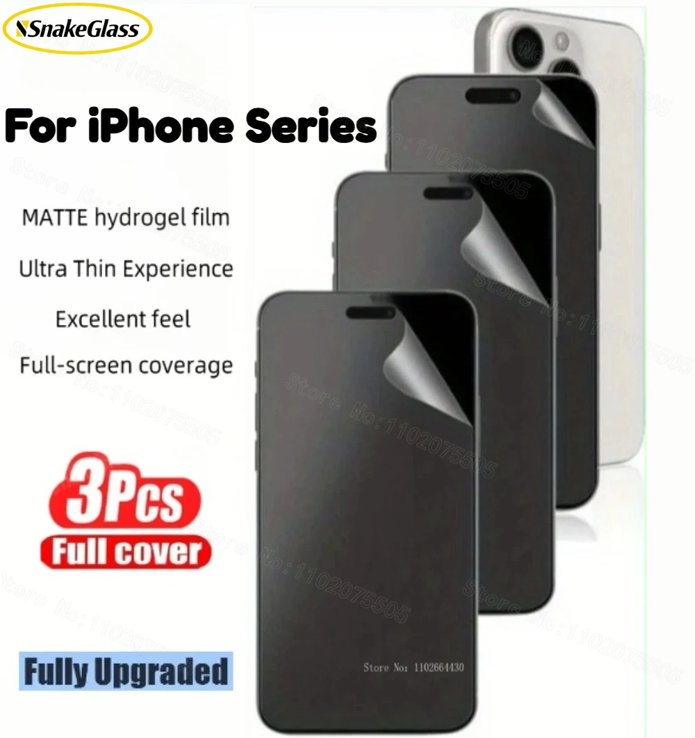 Lot de 3 films protecteurs d'écran hydrogel mats pour iPhone 17 Pro Max, Air 17e, et films mats pour iPhone 16, 15, 14, 13, 12, 11 Pro Max/Plus/Pro