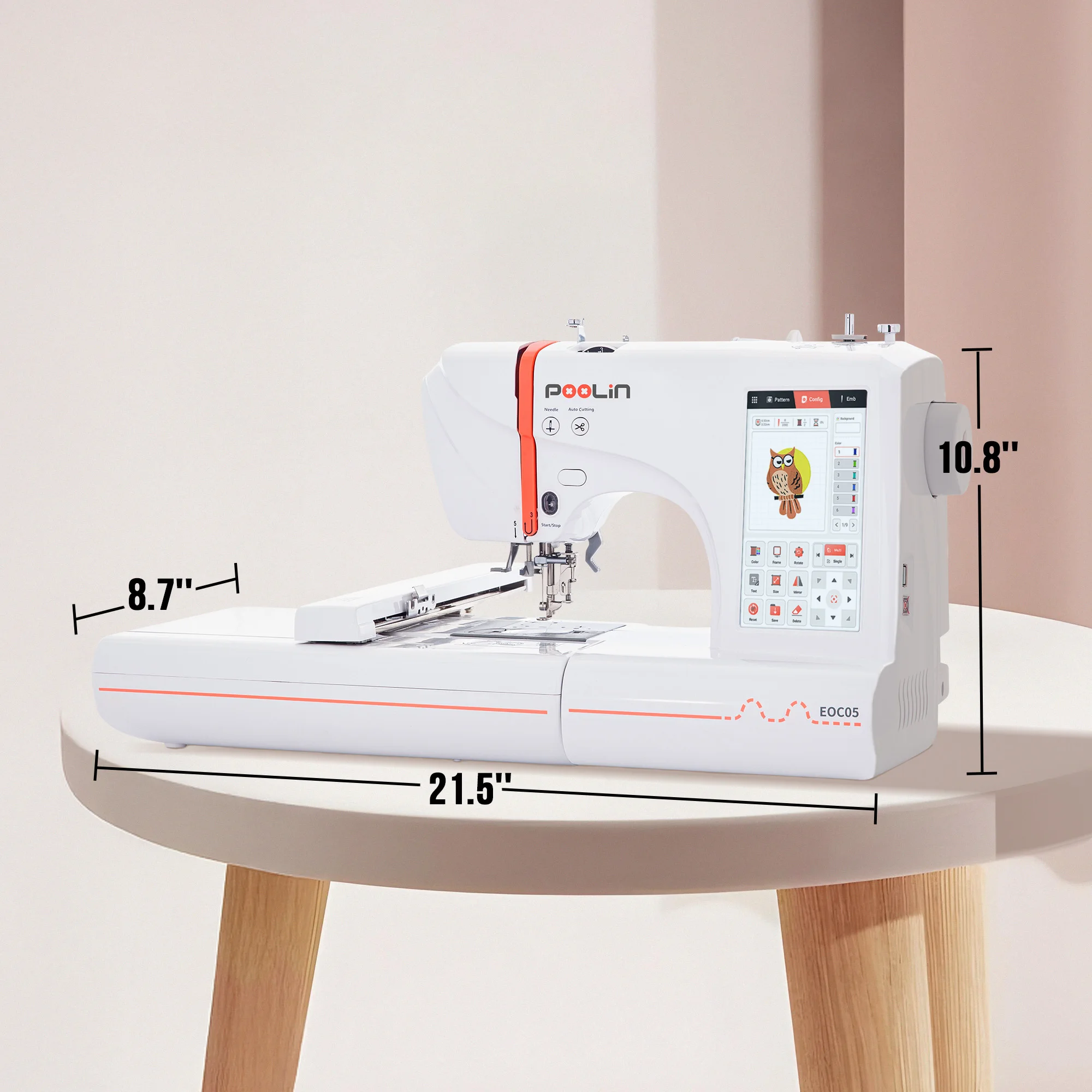POOLIN EOC05 Computerized Embroidery Machine with Threads & Stabilizer 6