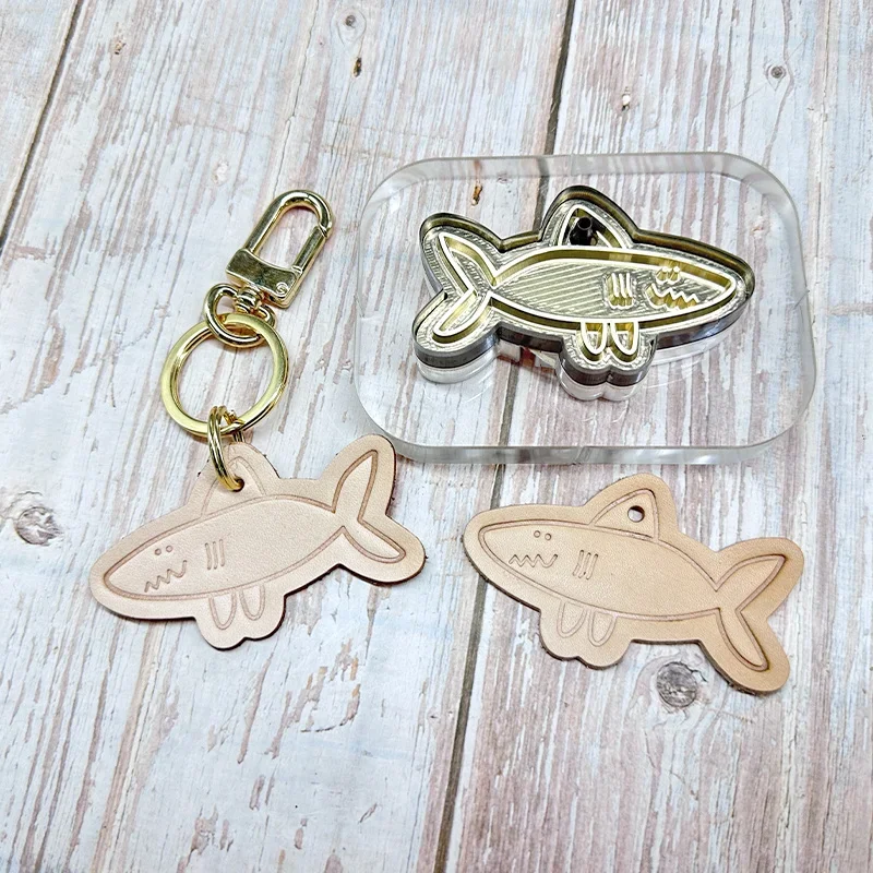 

Handmade Wooden Shark Leather Seal Cutting Die DIY Keychain Brass Stamping Die Leather Tools