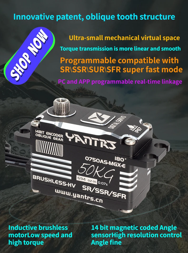 

YANTRS 50KG 0.07Sec High Torque Low Profile Programmable Smart Servo Heat Sink Case Waterproof HV Winch for RC Car Boat Etc
