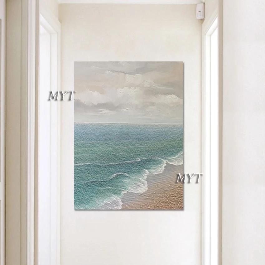 

Three-dimensional Painting Abstract Thick Waves Beach Pure Hand-painted Knife Painting Canvas Oil Painting Office Living Room