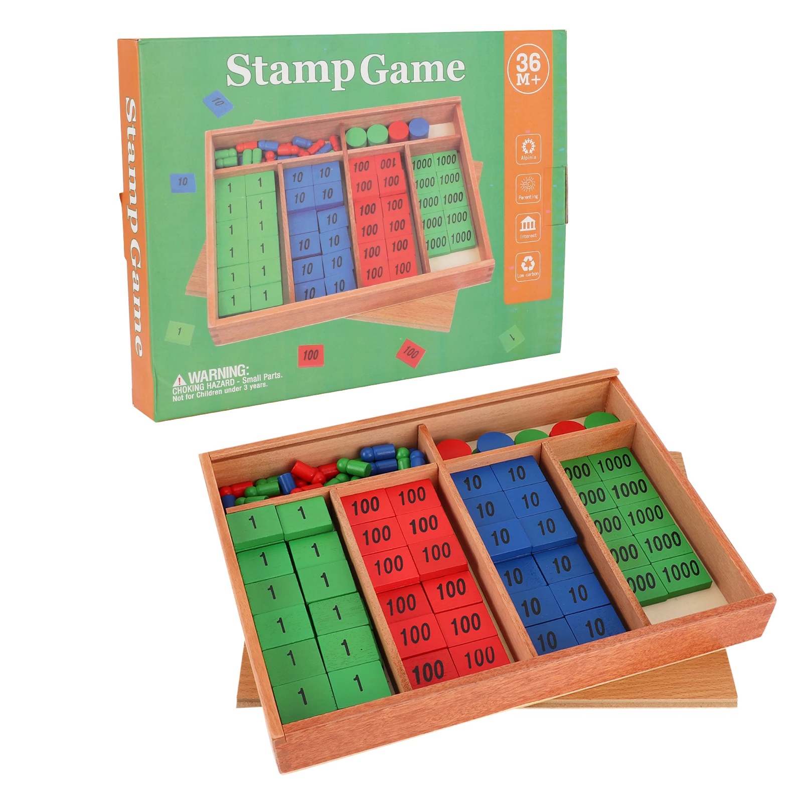 

Baby Montessori Materials Wooden Toys Stamp Game Large Size Beech Wood Math Toys Kids Early Educational Children Day Gift