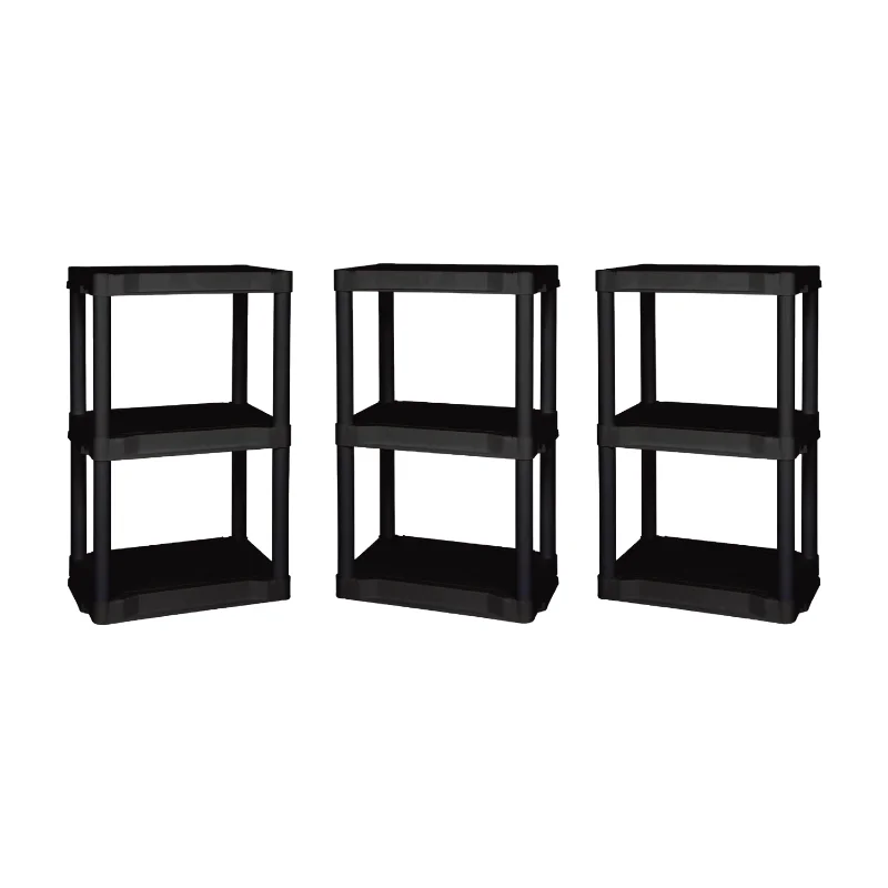 

Hyper Tough 20.07"W X 12"D X 32"H 3-shelf Plastic Garage Shelves, Black, 3 Count, 60 Lbs Per Shelf, Adult Sponge Holder